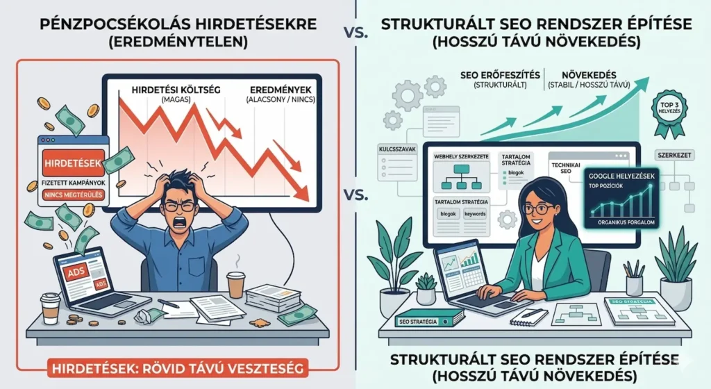 Megéri SEO-ba fektetni – különbség a hirdetés és a hosszú távú SEO rendszer között