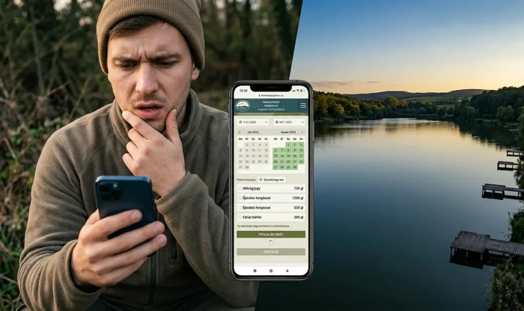 miért nincs foglalás a horgásztavon – érdeklődő nézi a weboldalt de nem foglal