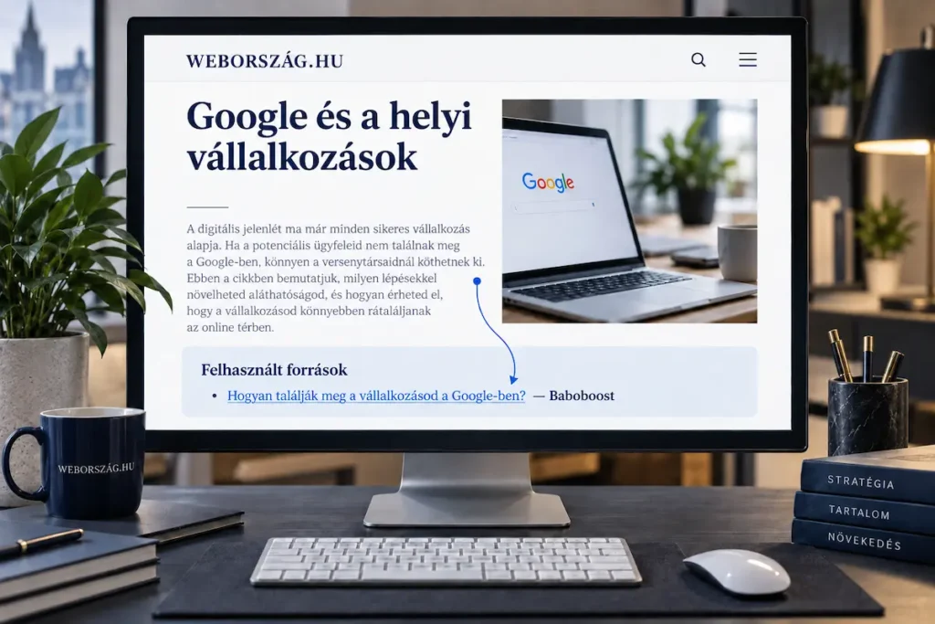 Webország.hu szakmai hivatkozása a Baboboost Google-láthatóságról szóló cikkére
